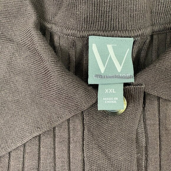 Worthington Womens Ribbed Button-Up Long Sleeve Brown Collared Sweater Size XXL - Picture 3 of 4